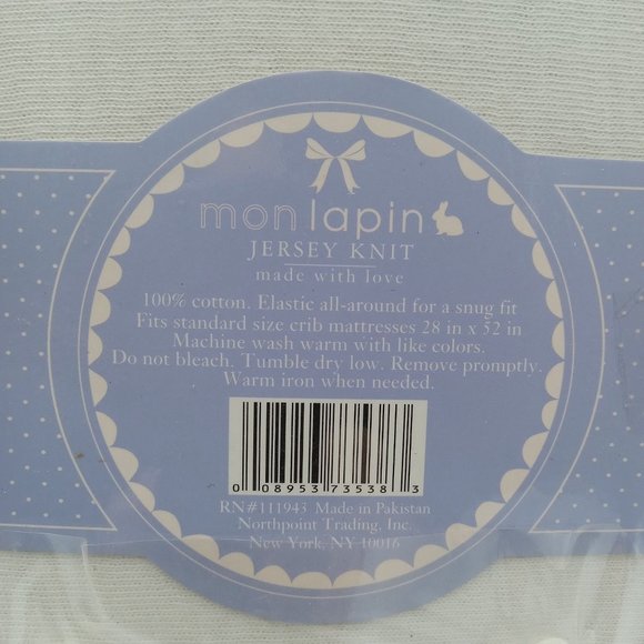 Mon Lapin Crib Sheet Jersey Knit 100% Cotton - Picture 3 of 7